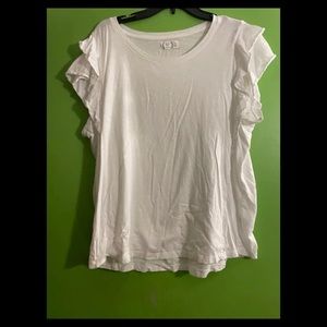 White ruffled sleeve shirt